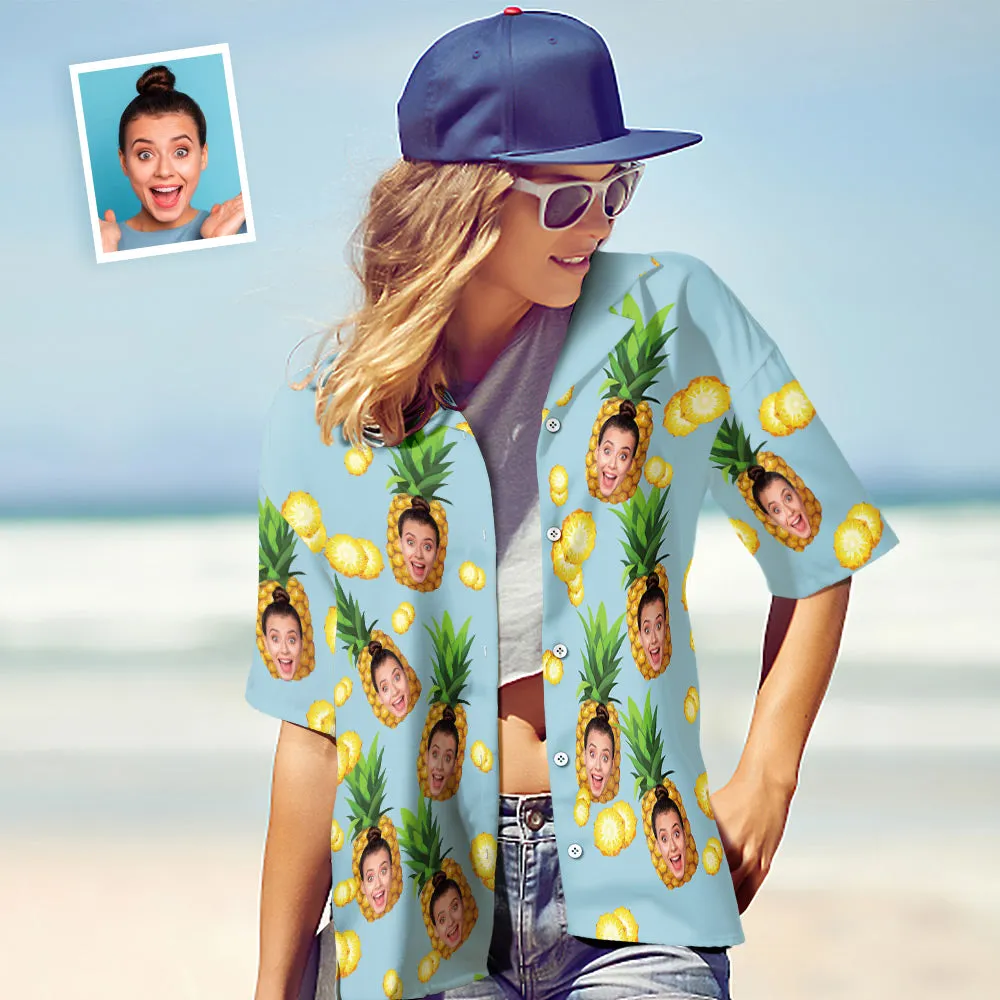 Photo Hawaiian Shirt Parent-child Wears Personalised Face Hawaiian Shirt Gift Big Pineapple