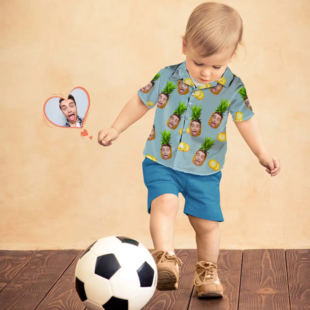 Photo Hawaiian Shirt Parent-child Wears Personalised Face Hawaiian Shirt Gift Big Pineapple