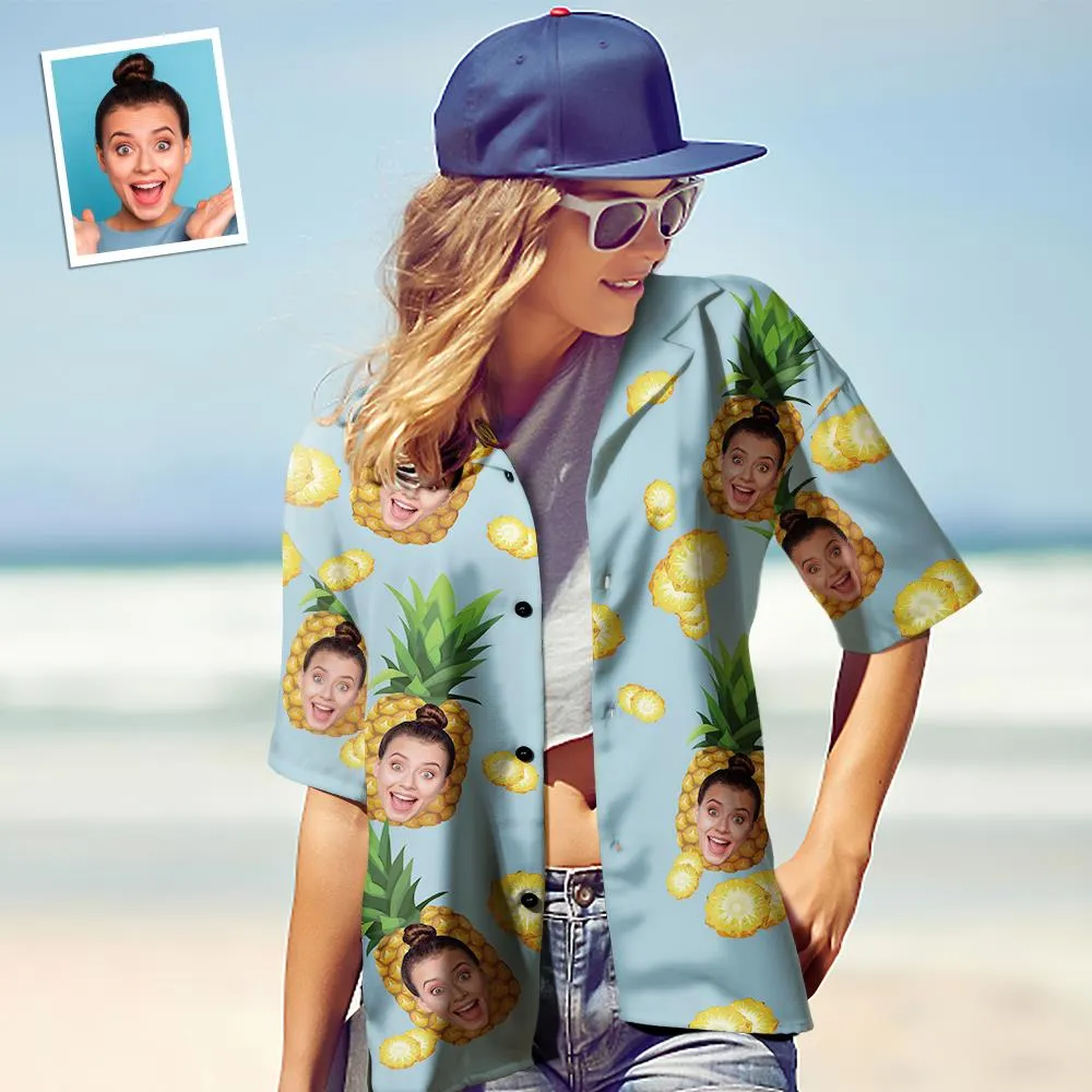 Photo Hawaiian Shirt Parent-child Wears Personalised Face Hawaiian Shirt Gift Big Pineapple