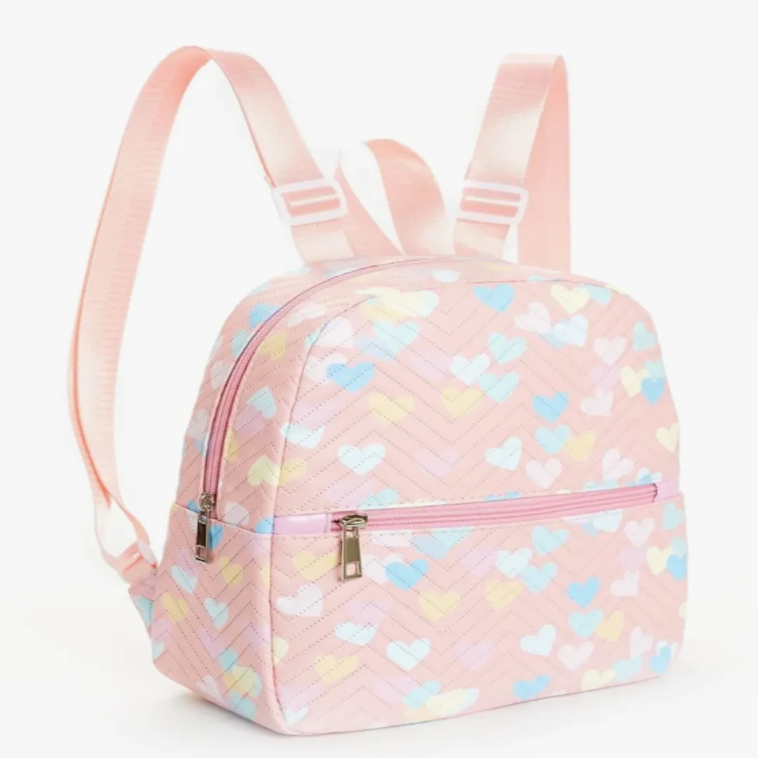 Pink Chevron Heart Backpack