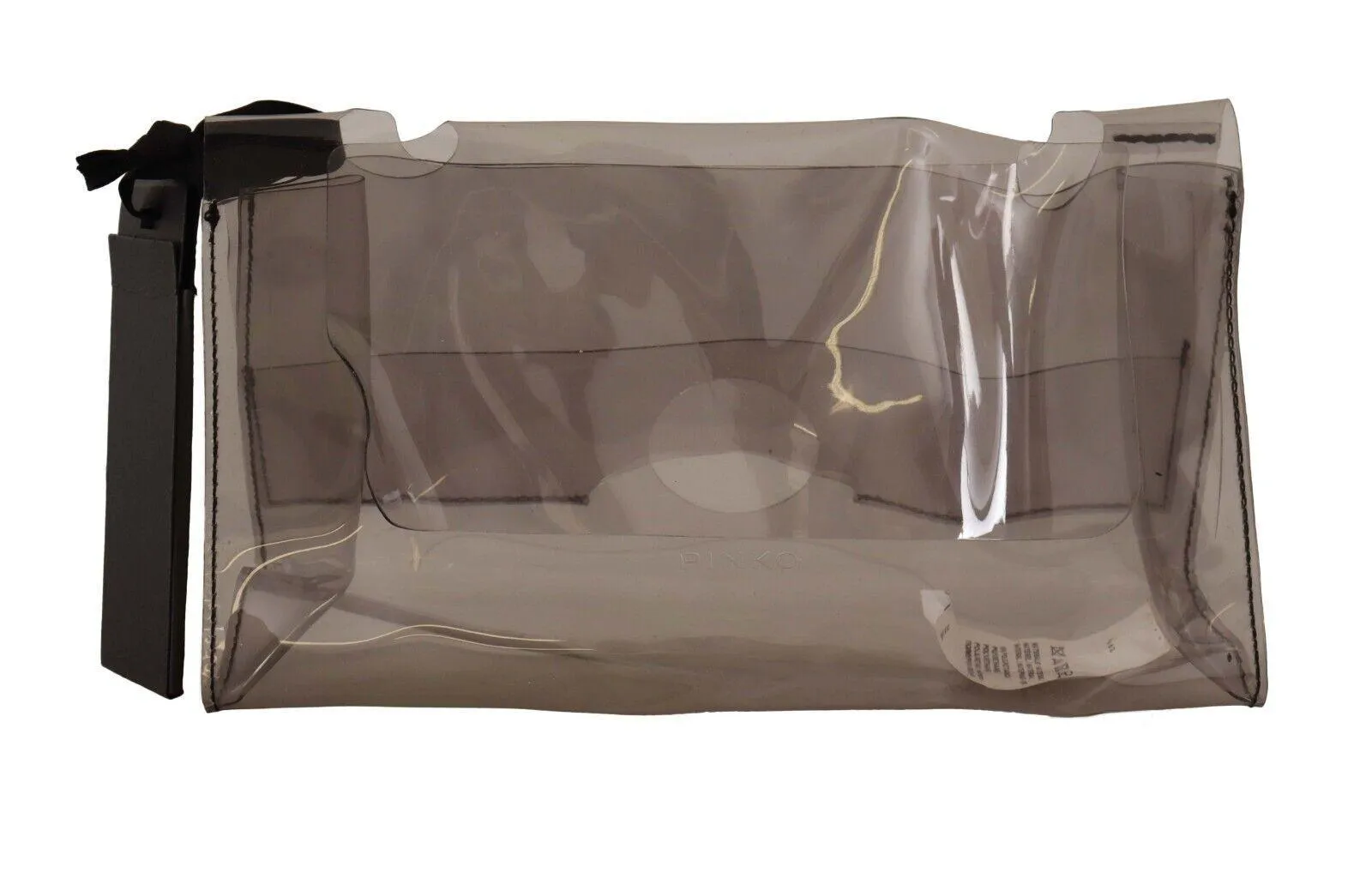 PINKO Black Clear Plastic Transparent Pouch Purse Clutch Bag