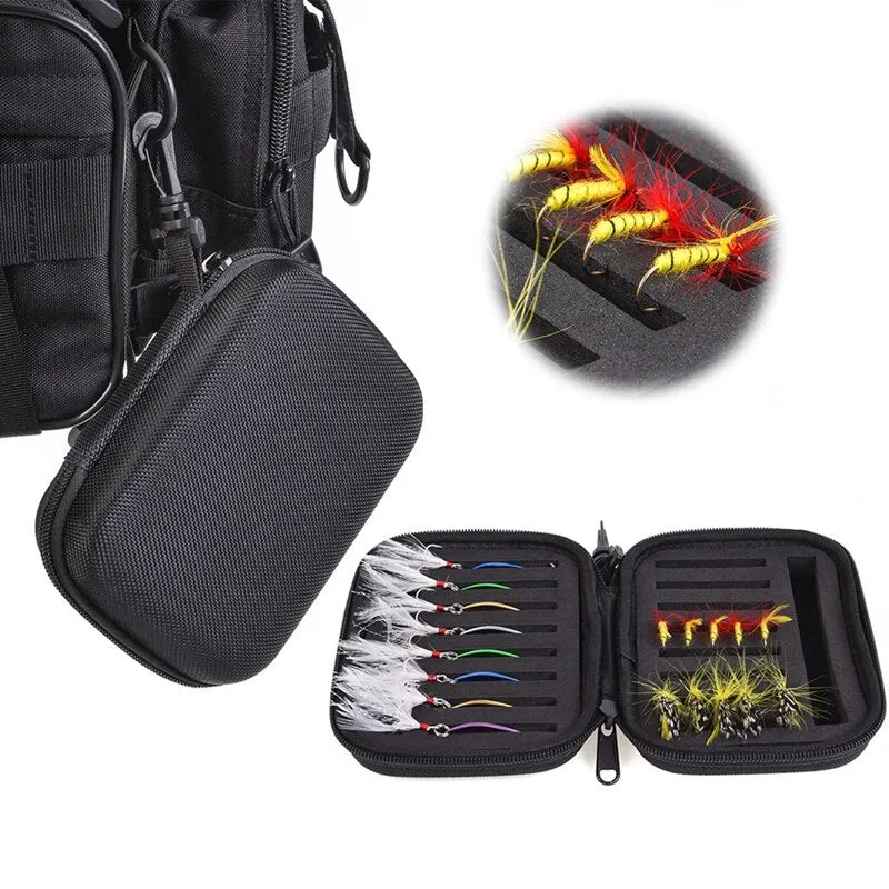 Portabale Fly Fishing Lure Spinner Spoon Bait Foam Box Trout Flies Fishook Fish Hook Hard EVA Storage Case Container Bag