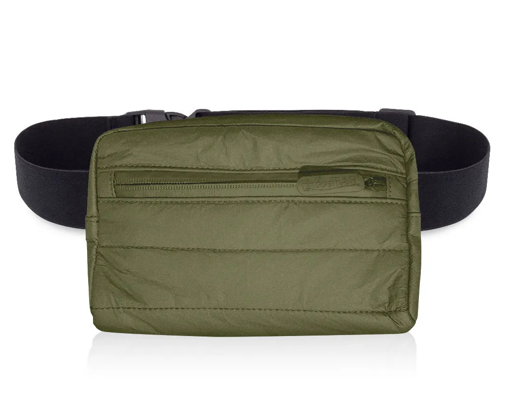 Puffer Fanny Pack in Shimmer Olive Green