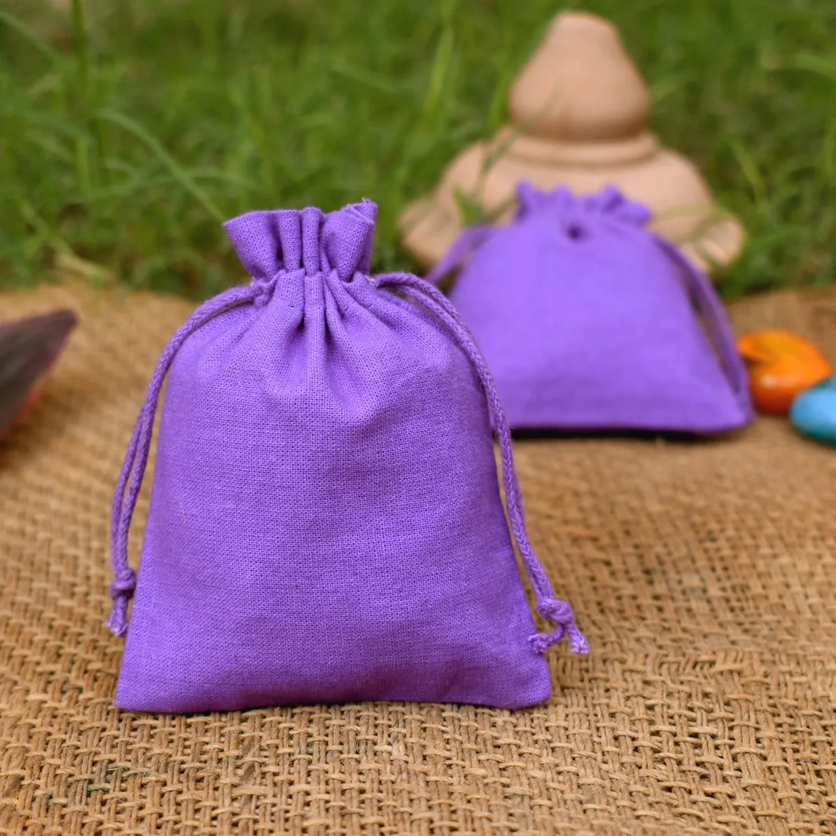 Purple Drawstring Pouches Gift Wedding Party Favor Bags - CraftJaipur