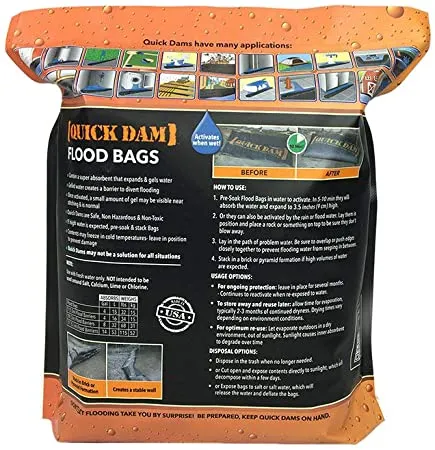 Quick Dam Sandless Sandbags 12.in X 24 .in, 20 bags Per Case