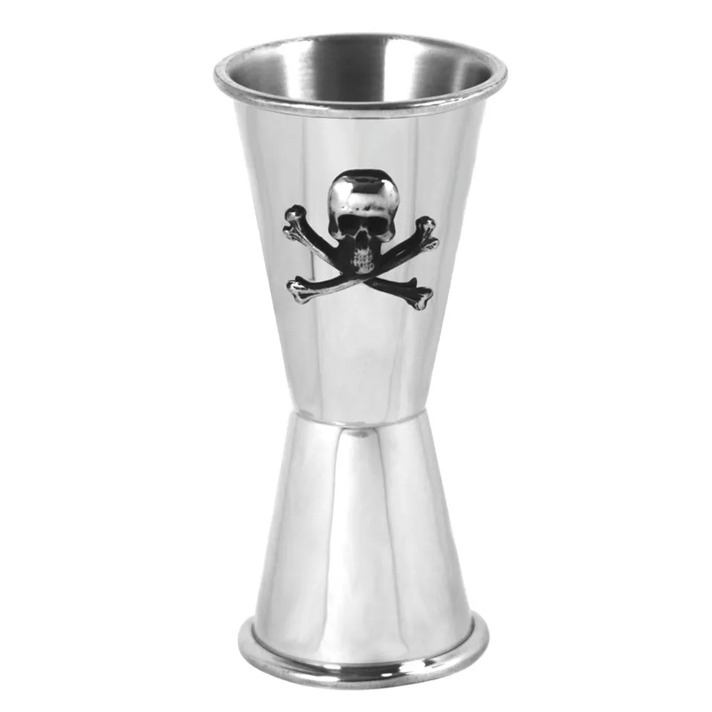 "Poison" Skull and Cross Bones Double Shot Spirit Pewter Bar Measure