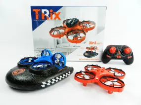 RC Hovercraft - 3 in 1 RC Drone/ Hovercraft/Sea-Land-Air/Quadcopter with 2.4Ghz Remote Control 3D Flip