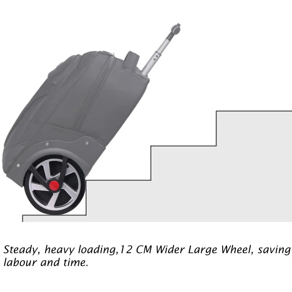 Rolling Luggage Bag with Big Wheels - Unisex, Lockable, 60cm Height, 3.5kg Weight