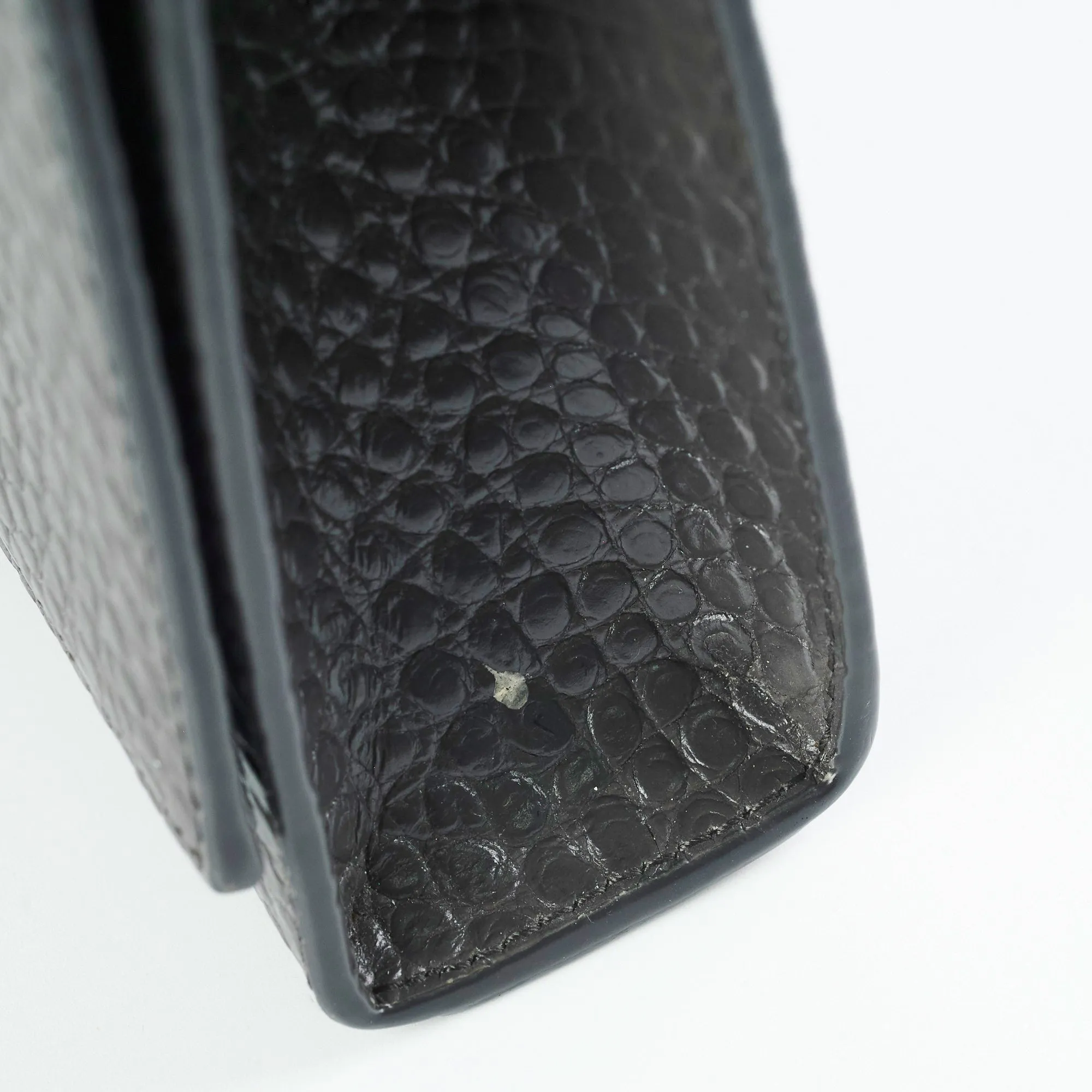 Saint Laurent Medium Kate Grey Croc Embossed Bag