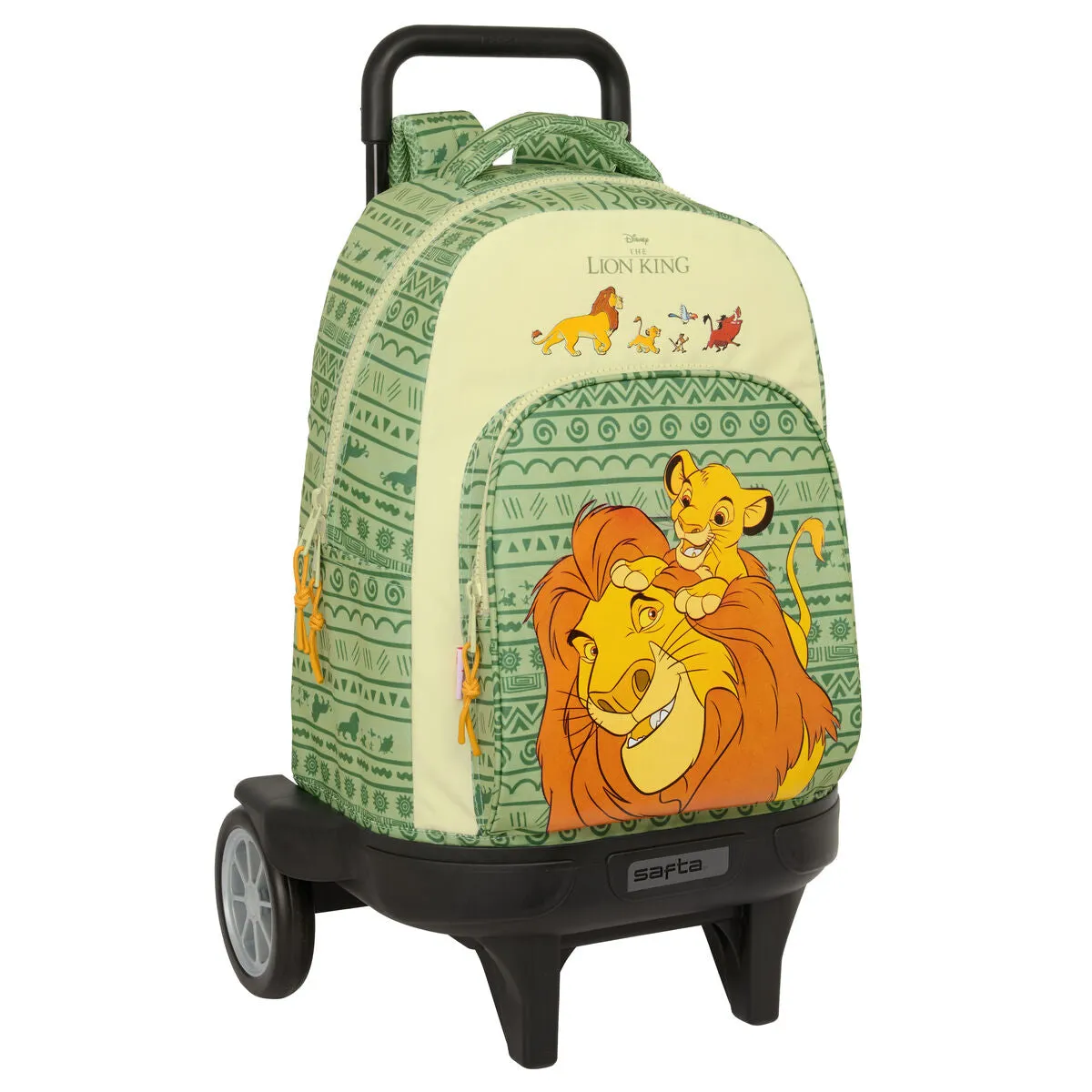 School Rucksack with Wheels Mufasa Green Beige 33 x 45 x 22 cm