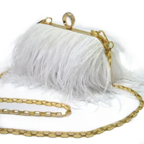 sd-hk Ladies Ostrich Feather Evening Bag