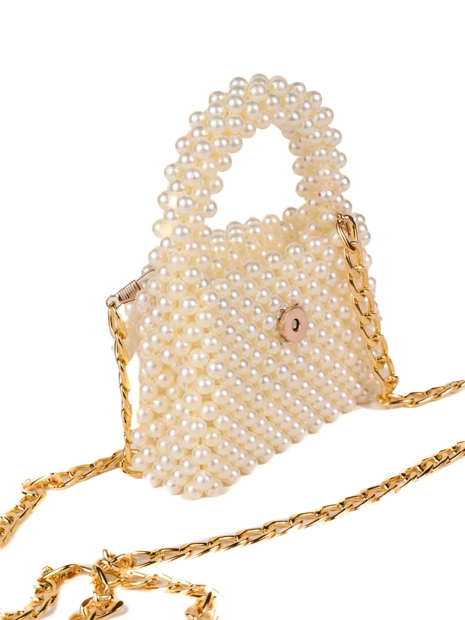 Selina White Pearl Handcrafted Mini Bag