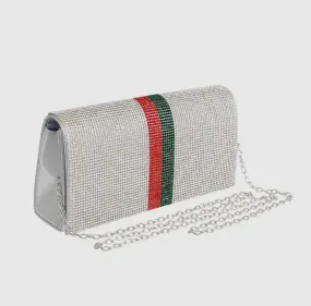 Silver Clutch with Stripe