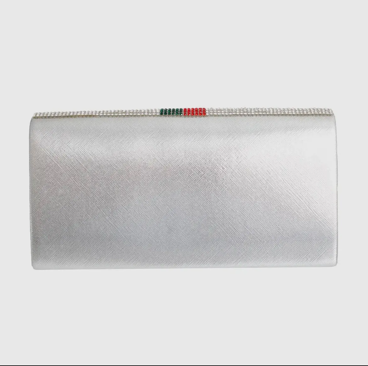 Silver Clutch with Stripe