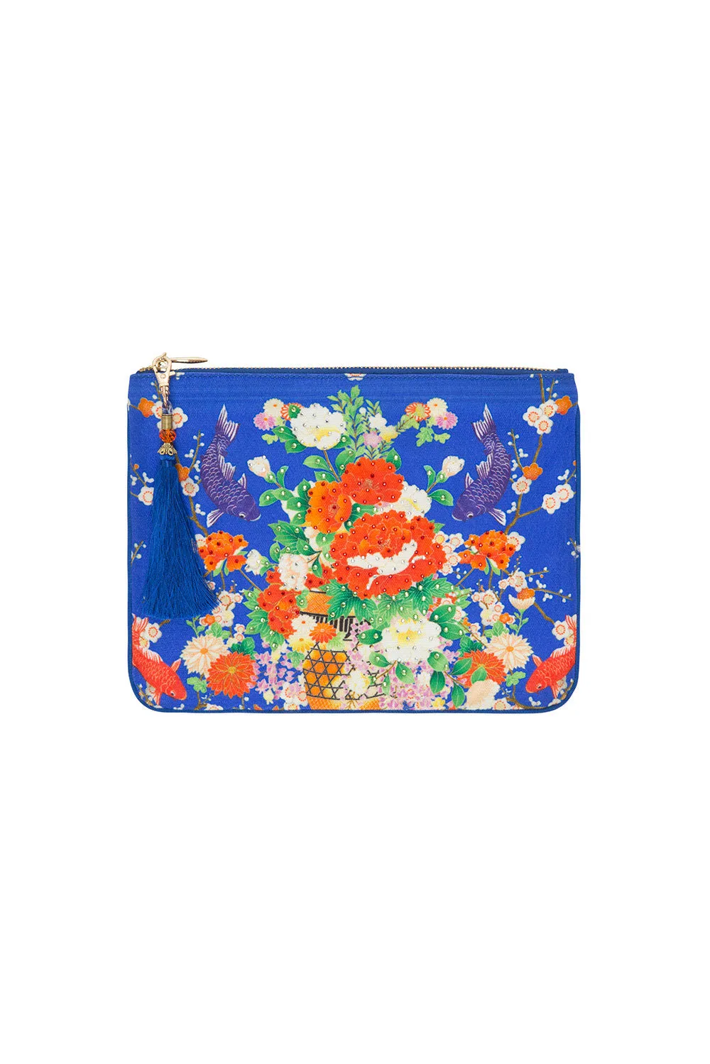 SMALL CANVAS CLUTCH PLAYING KOI