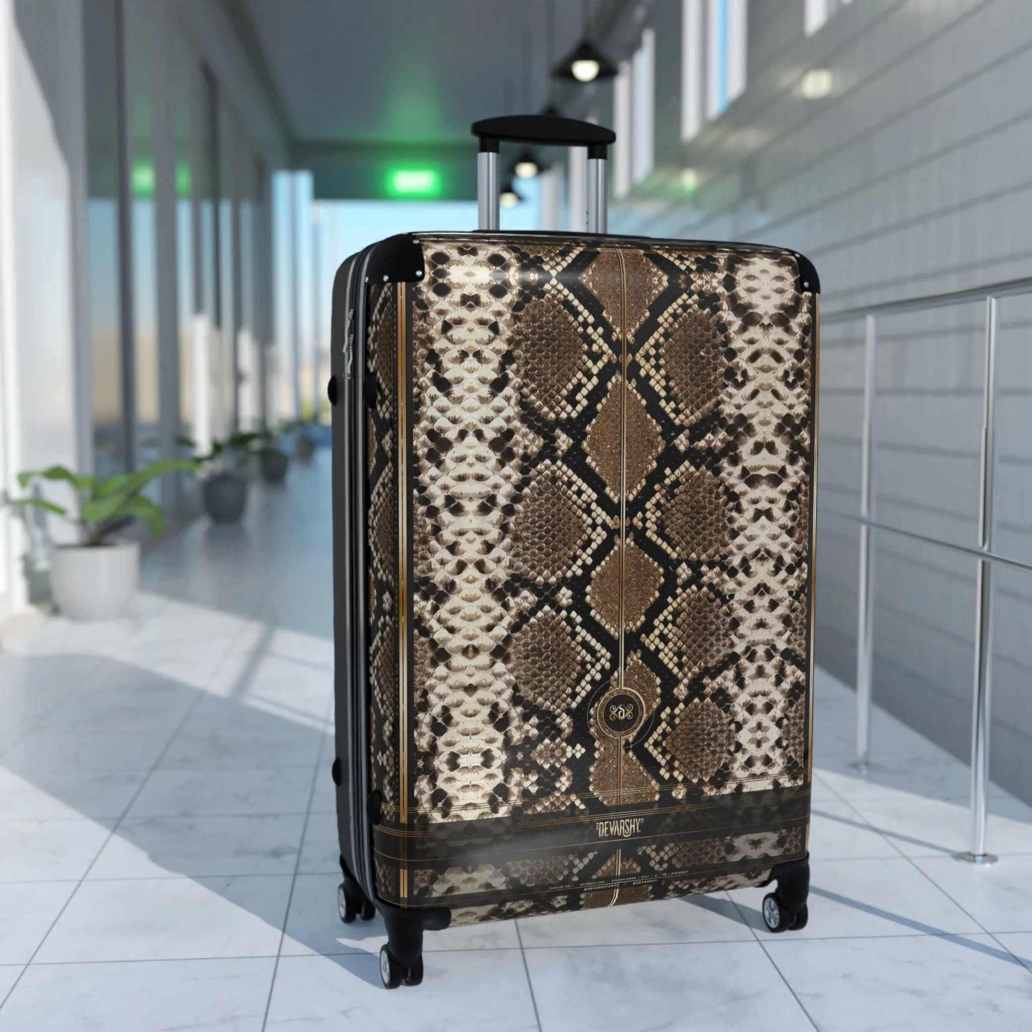 Snake Skin Suitcase Carry-on Suitcase Snake Print Luggage Hard Shell Suitcase in 3 Sizes | D20167