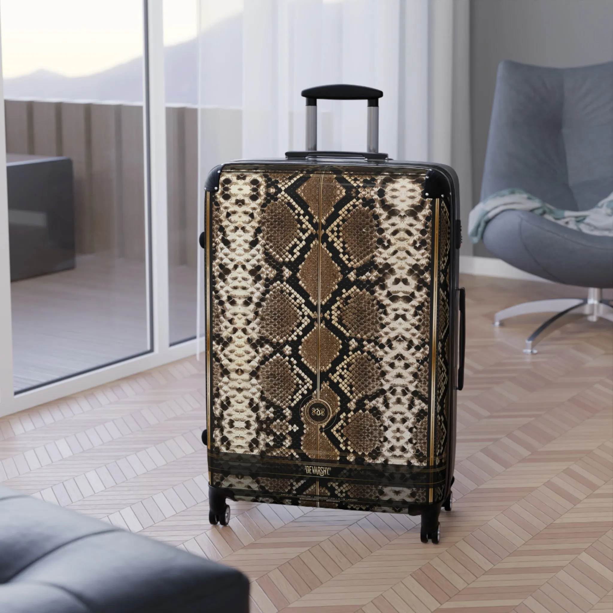 Snake Skin Suitcase Carry-on Suitcase Snake Print Luggage Hard Shell Suitcase in 3 Sizes | D20167