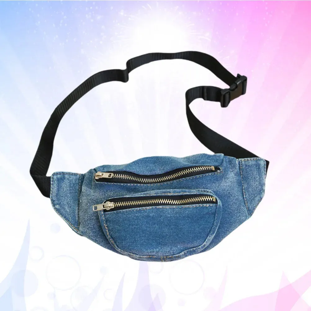 Sohiwoo Waist Pack Waist Running Small Pack Crossbody Bags Women Men Women Belt Blue Pack Bag Denim