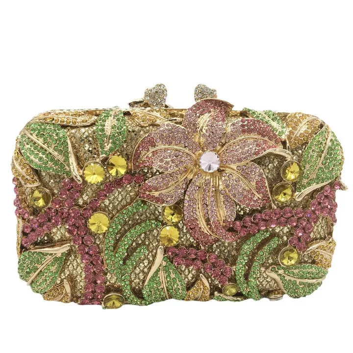 TEEK - Bejeweled Textured Floral Clutch | Various Colors