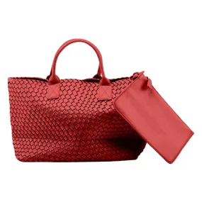 The Nicola Weave Tote Bag in red