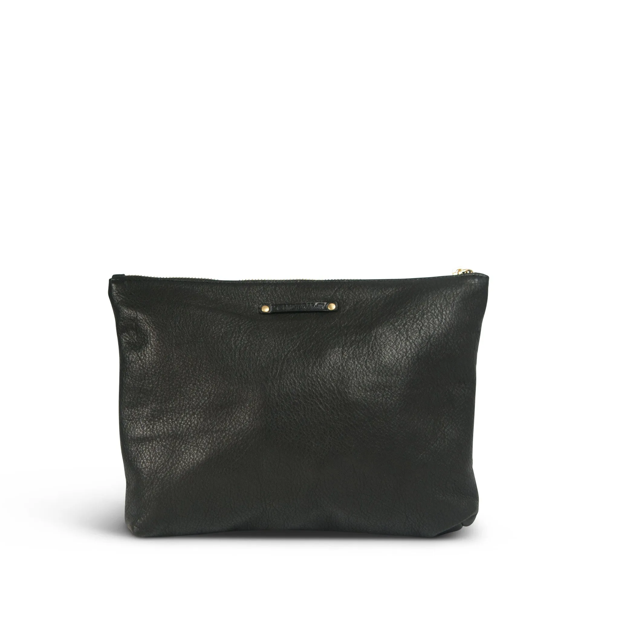 The "pom Pom" Medium Leather Pouch - Chalk With Black Poms