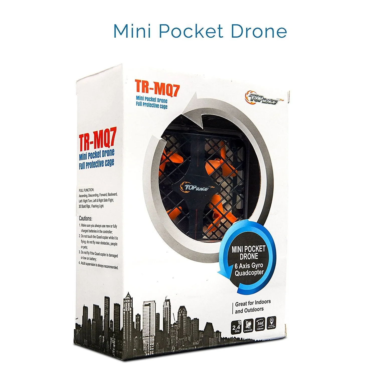 Top Race Pocket Drone Quad Copter 2.4 Ghz With Headless Mode Unbreakable RC Mini Pocket