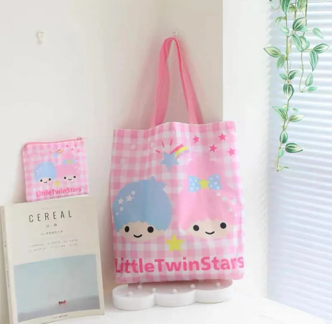 Tote Bag with Pouch Pocket Hello Kitty My Melody Little Twin Stars Cinnamoroll Pompompurin