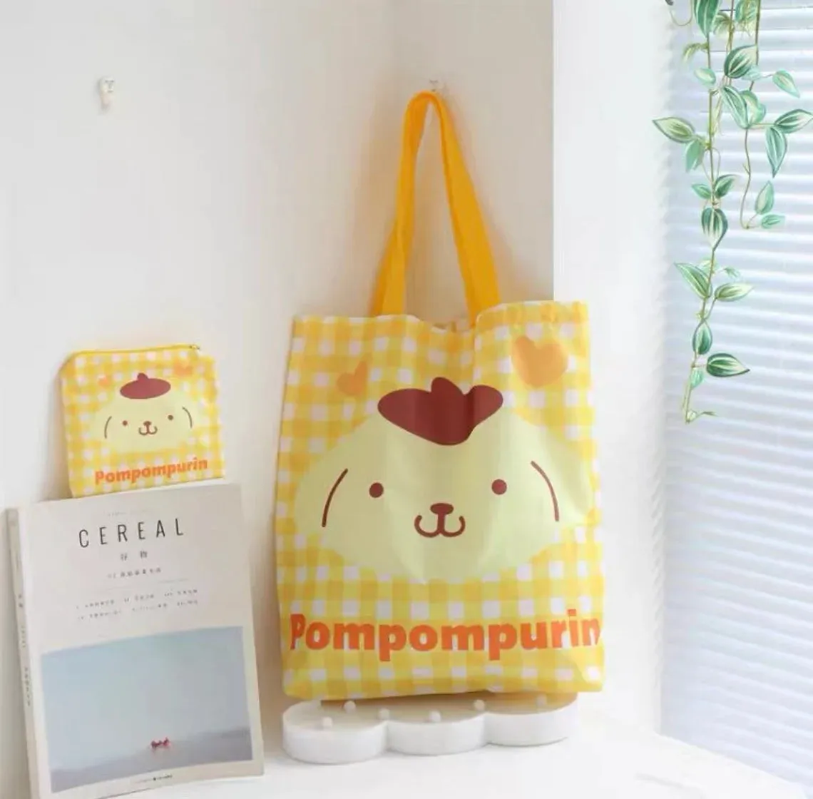 Tote Bag with Pouch Pocket Hello Kitty My Melody Little Twin Stars Cinnamoroll Pompompurin