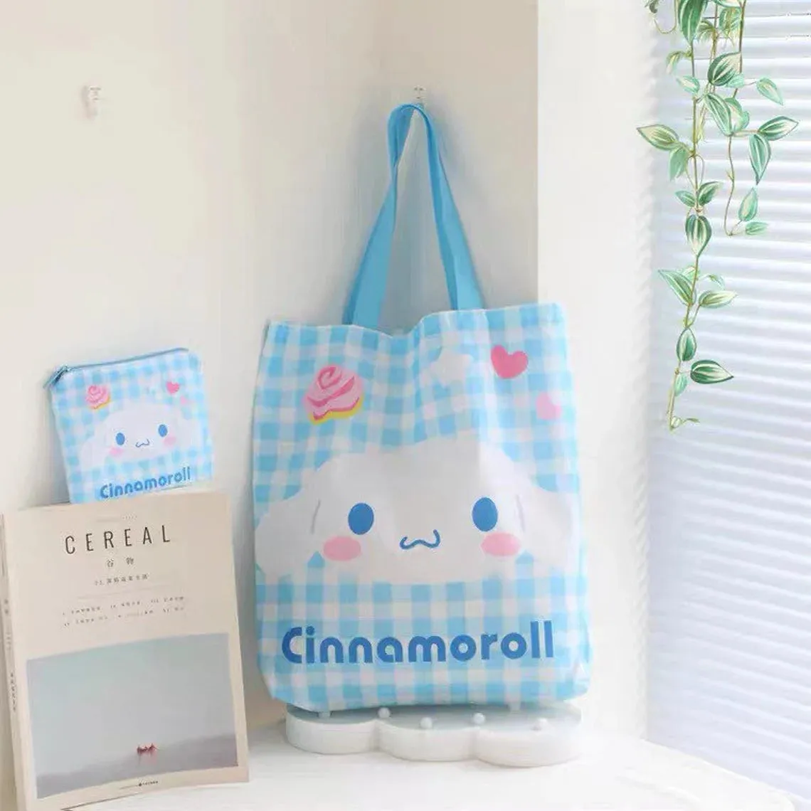 Tote Bag with Pouch Pocket Hello Kitty My Melody Little Twin Stars Cinnamoroll Pompompurin