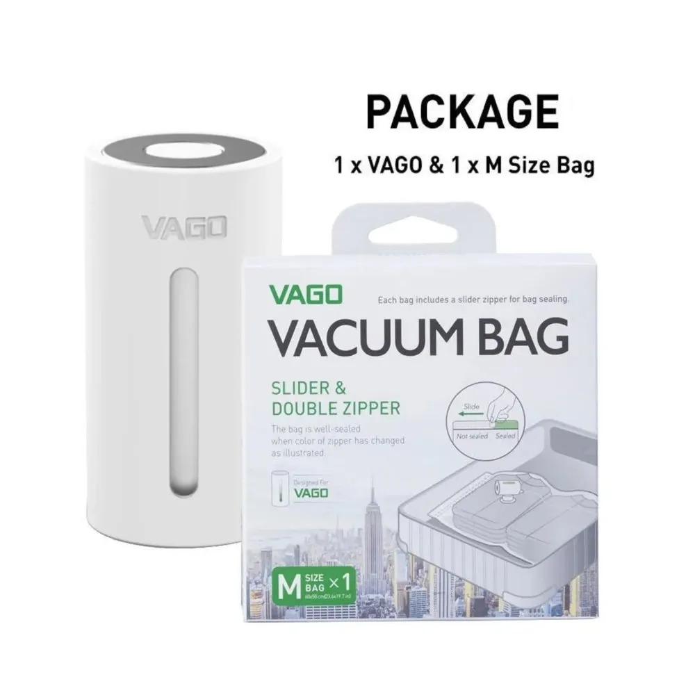 Vago Travel Portable Compressor Vacuum Bag   FREE 1pcs Vago Vacuum Bag M size - White (Barcode: 4713213549018 )