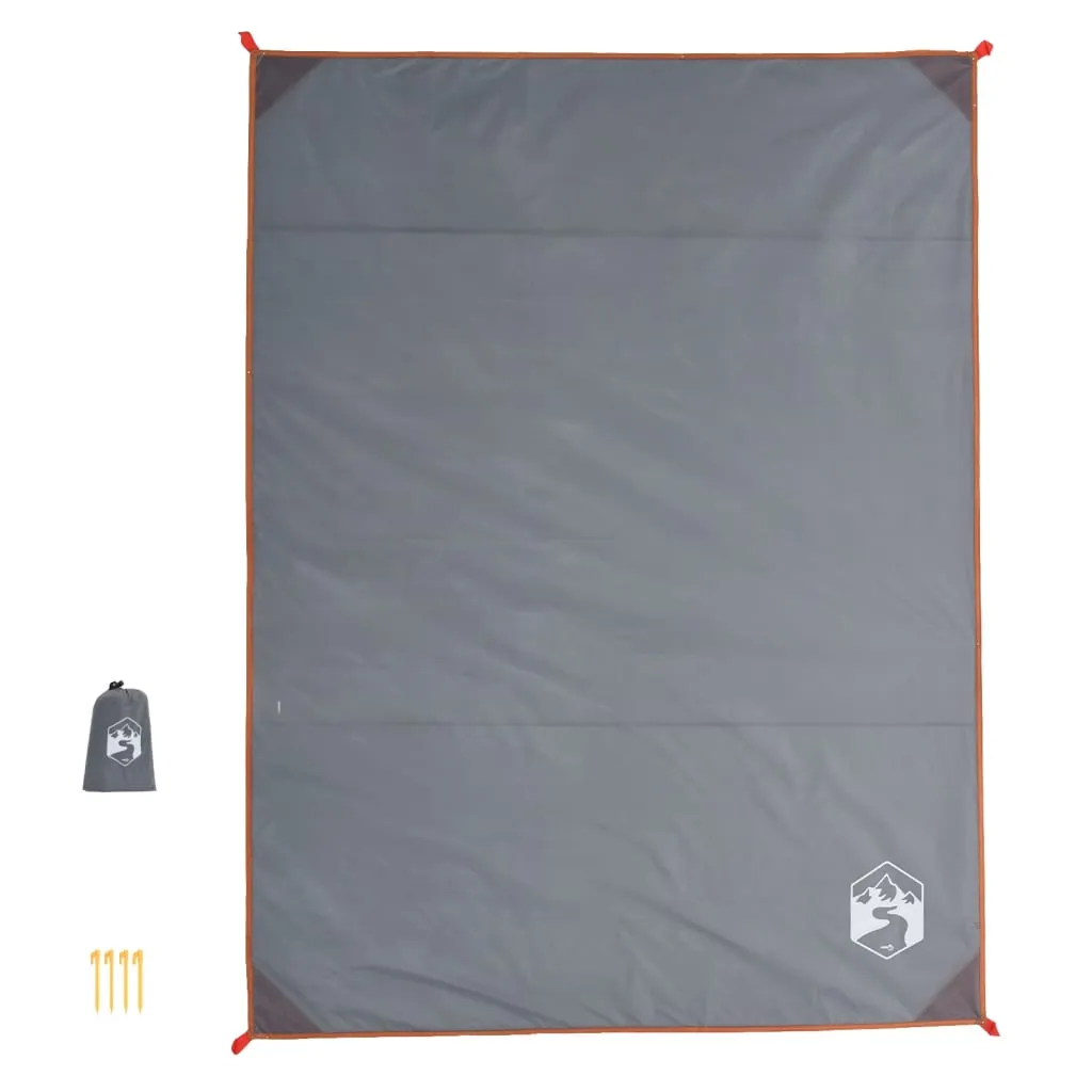 vidaXL Picnic Blanket with Pegs Grey and Orange 205x155 cm