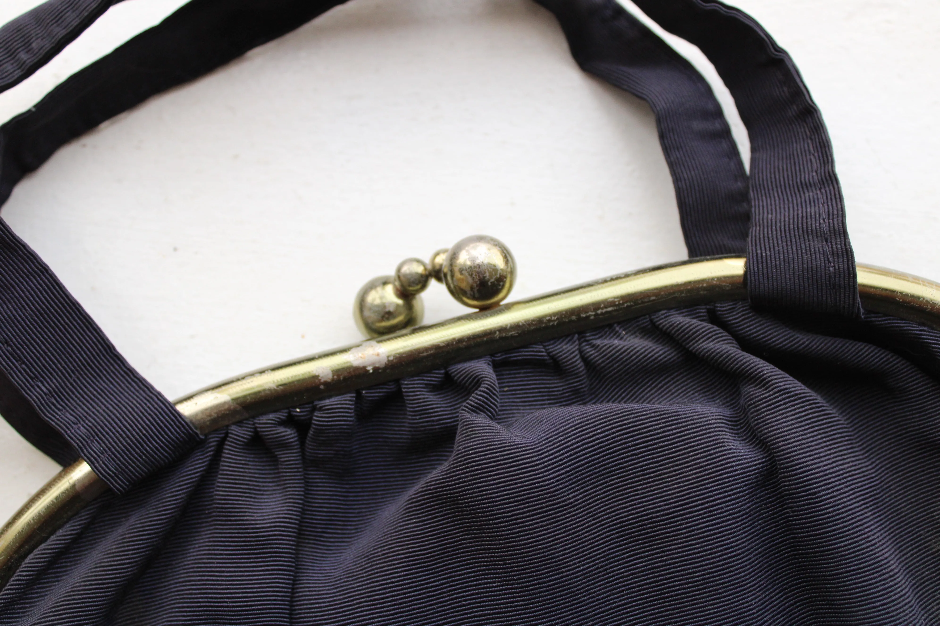 Vintage 1950s Navy Blue Faille Handbag