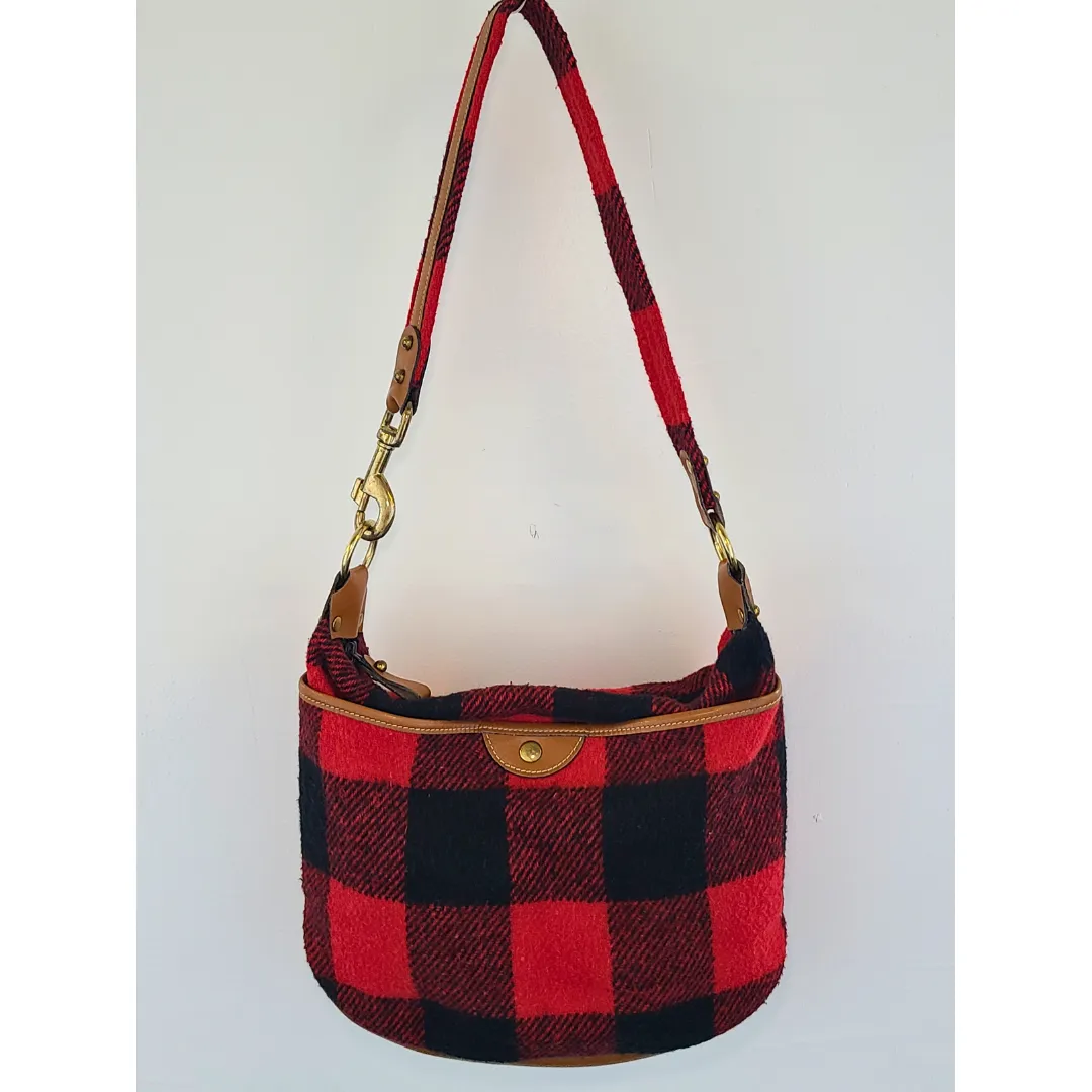 Vintage 1980s Buffalo Plaid Shoulder Bag