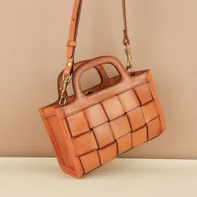 Vintage Fashion Leather Handmade Woven Bag Women's Crossbody Bag