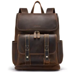 Vintage Laptop Backpack 15.6'' - Handcrafted Crazy Horse Leather