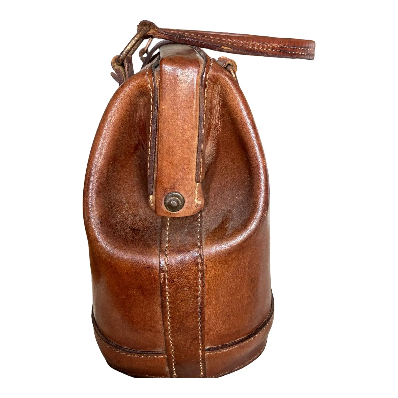 Vintage Leather Tan Fixed Handle Handbag