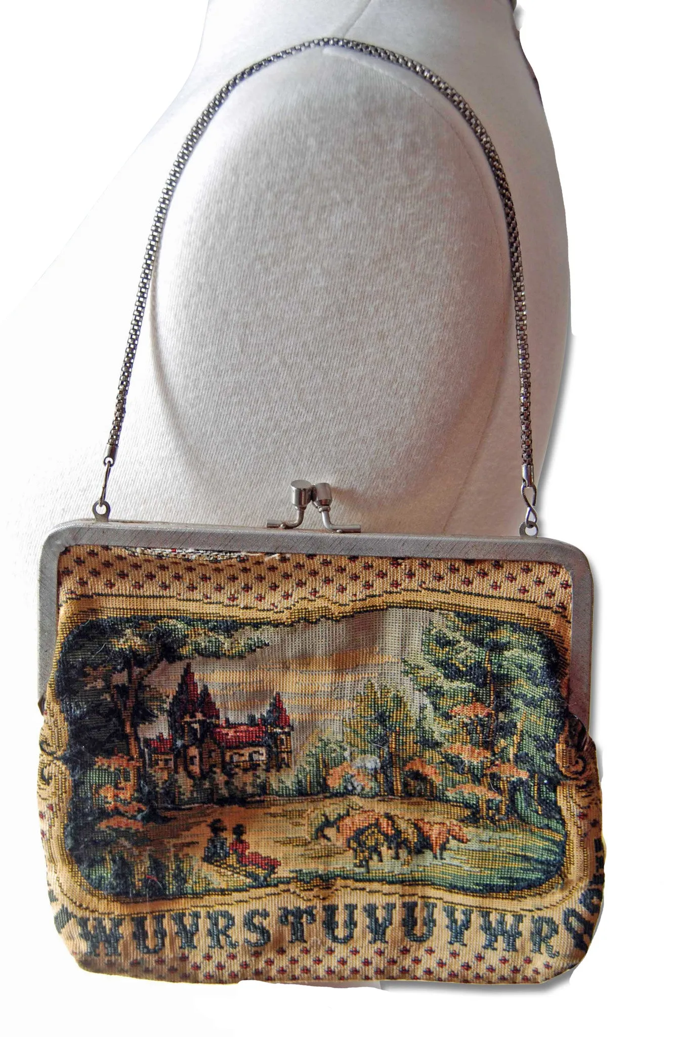 Vintage Pastoral Scene Tapestry Purse