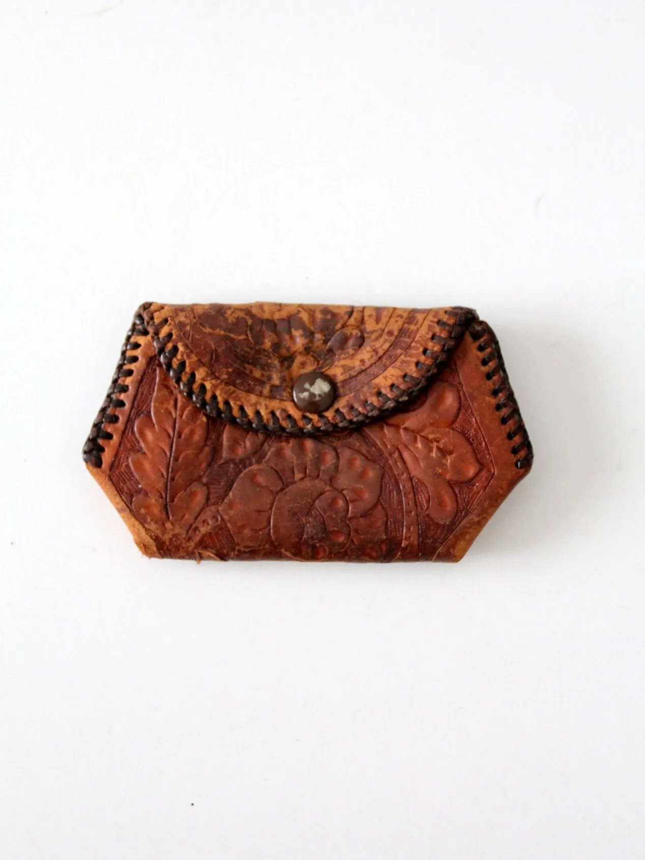 vintage tooled leather coin purse