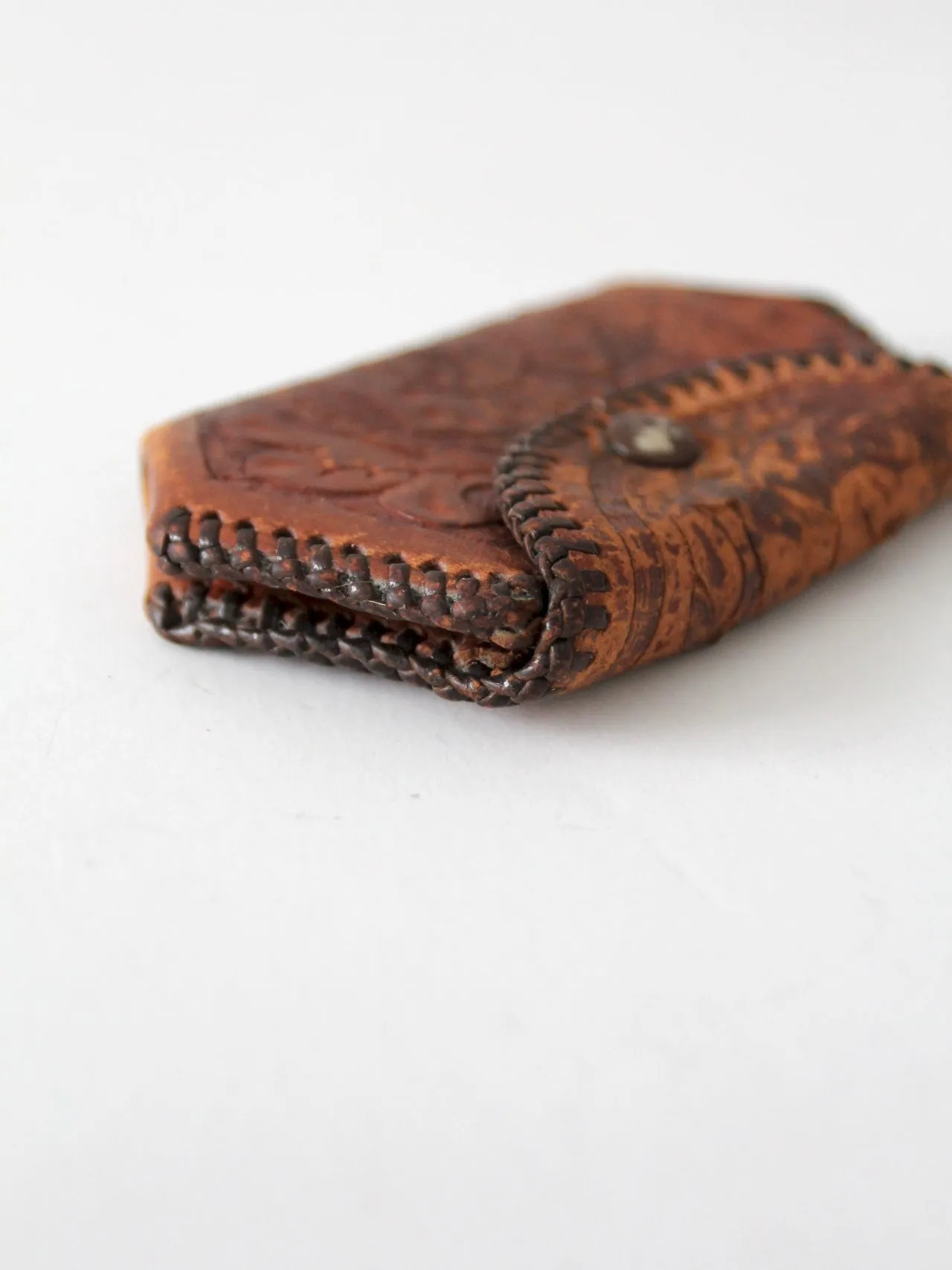 vintage tooled leather coin purse