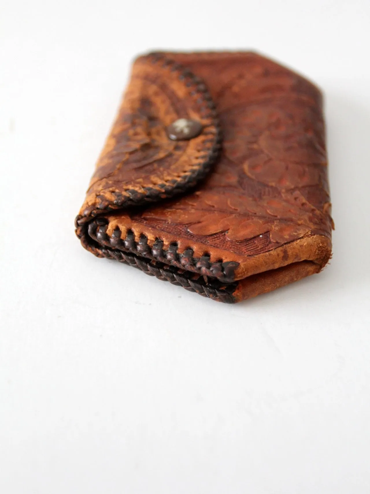 vintage tooled leather coin purse