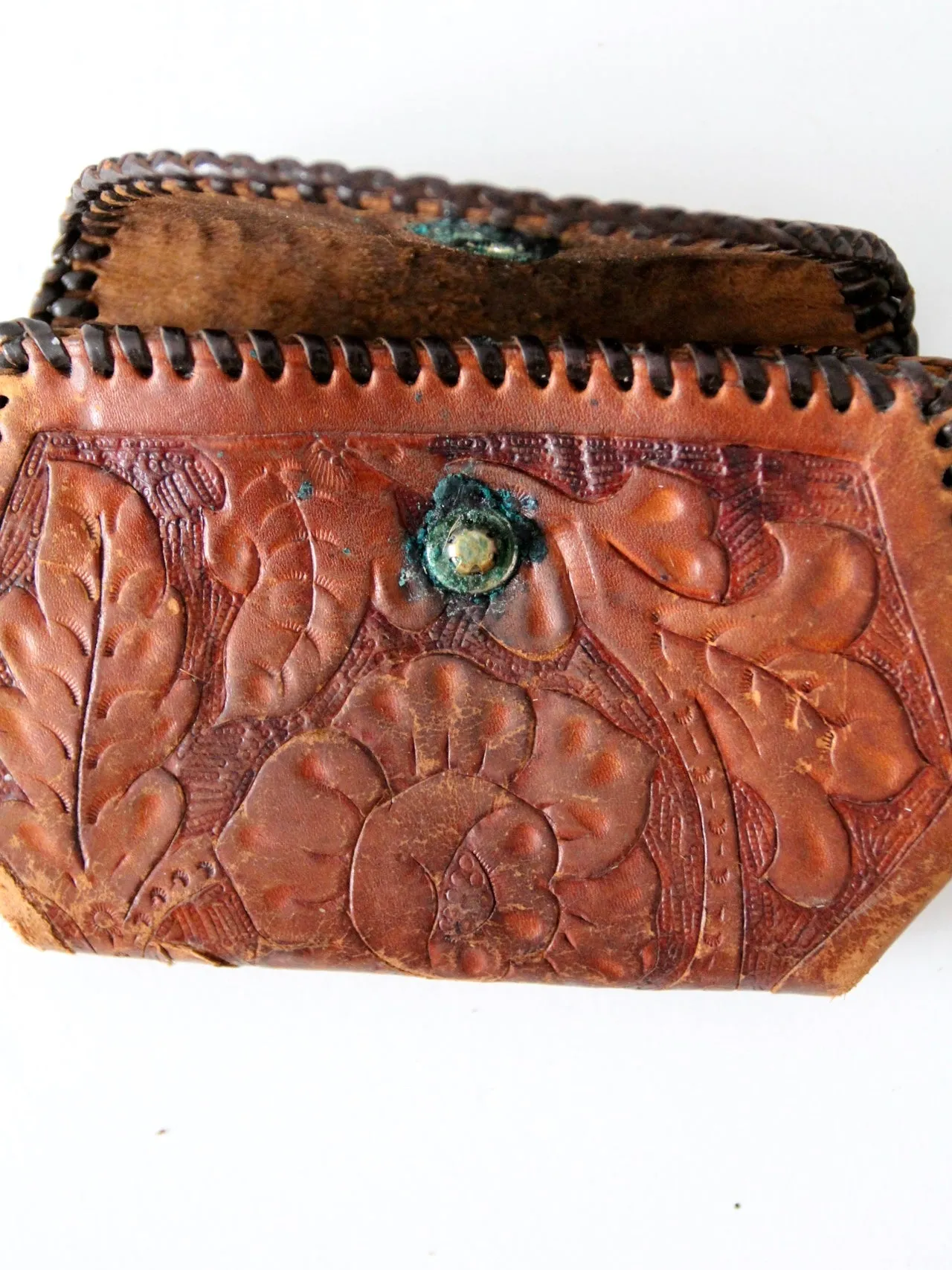 vintage tooled leather coin purse