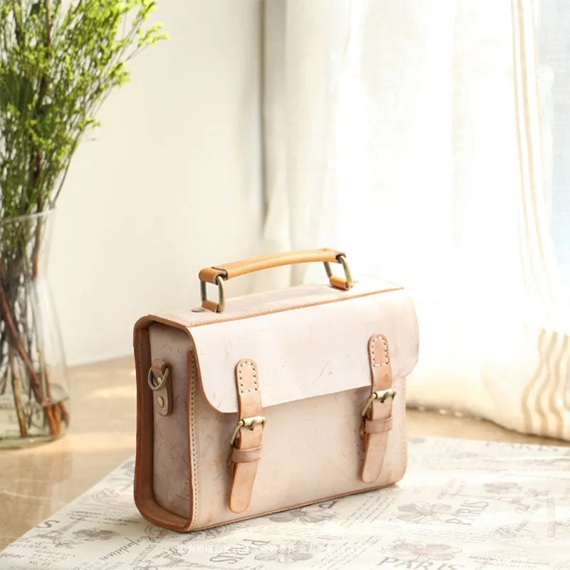 Vintage Vegetable Tanned Leather Waxed Wind Cambridge Bag