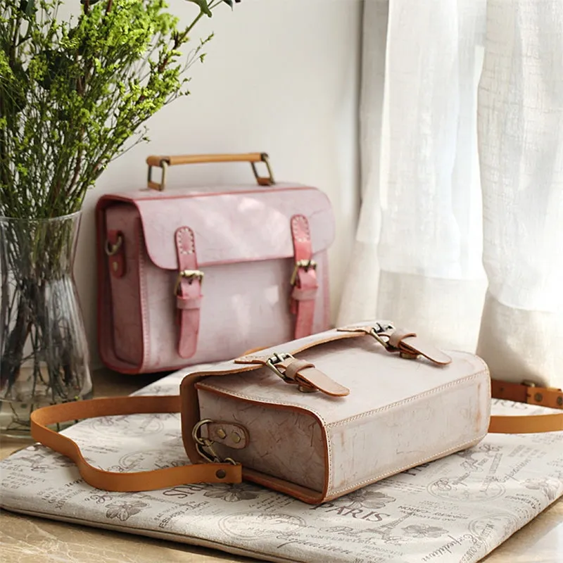 Vintage Vegetable Tanned Leather Waxed Wind Cambridge Bag