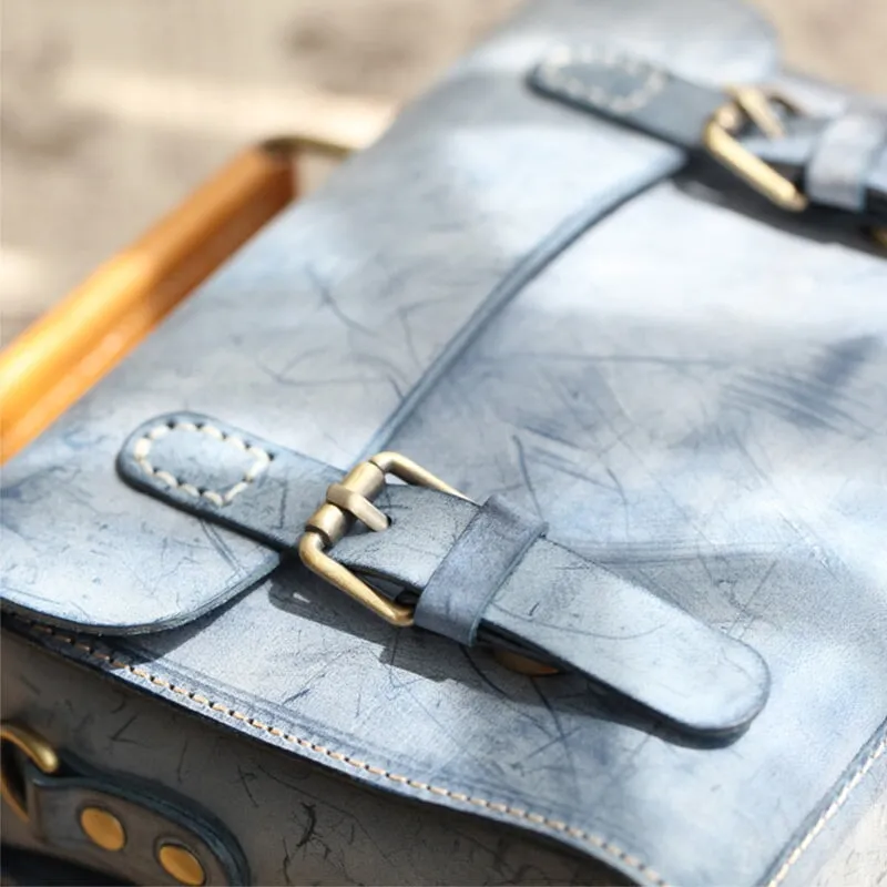 Vintage Vegetable Tanned Leather Waxed Wind Cambridge Bag