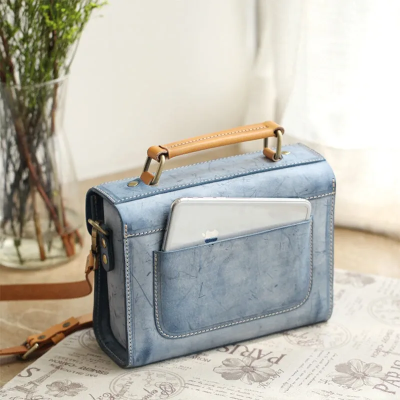 Vintage Vegetable Tanned Leather Waxed Wind Cambridge Bag