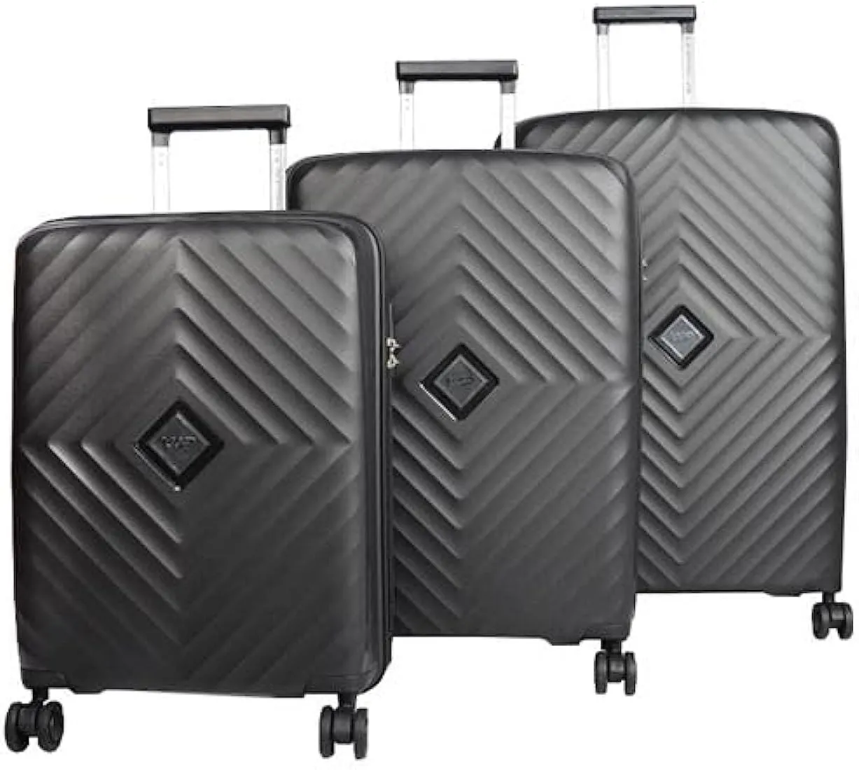 VIP Quad 8 Wheels 44.5x52x66cm Hard Casing Cabin Suitcase Medium Black