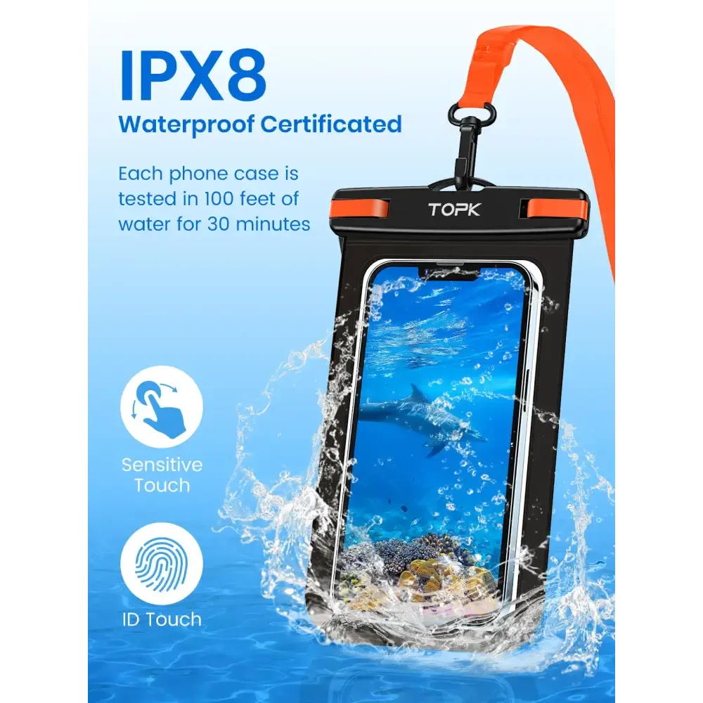 Waterproof Phone Pouch 2 Pce , Universal IPX8 Waterproof Phone Case Dry Bag with Lanyard for iPhone/Samsung Up to 7.0 inch