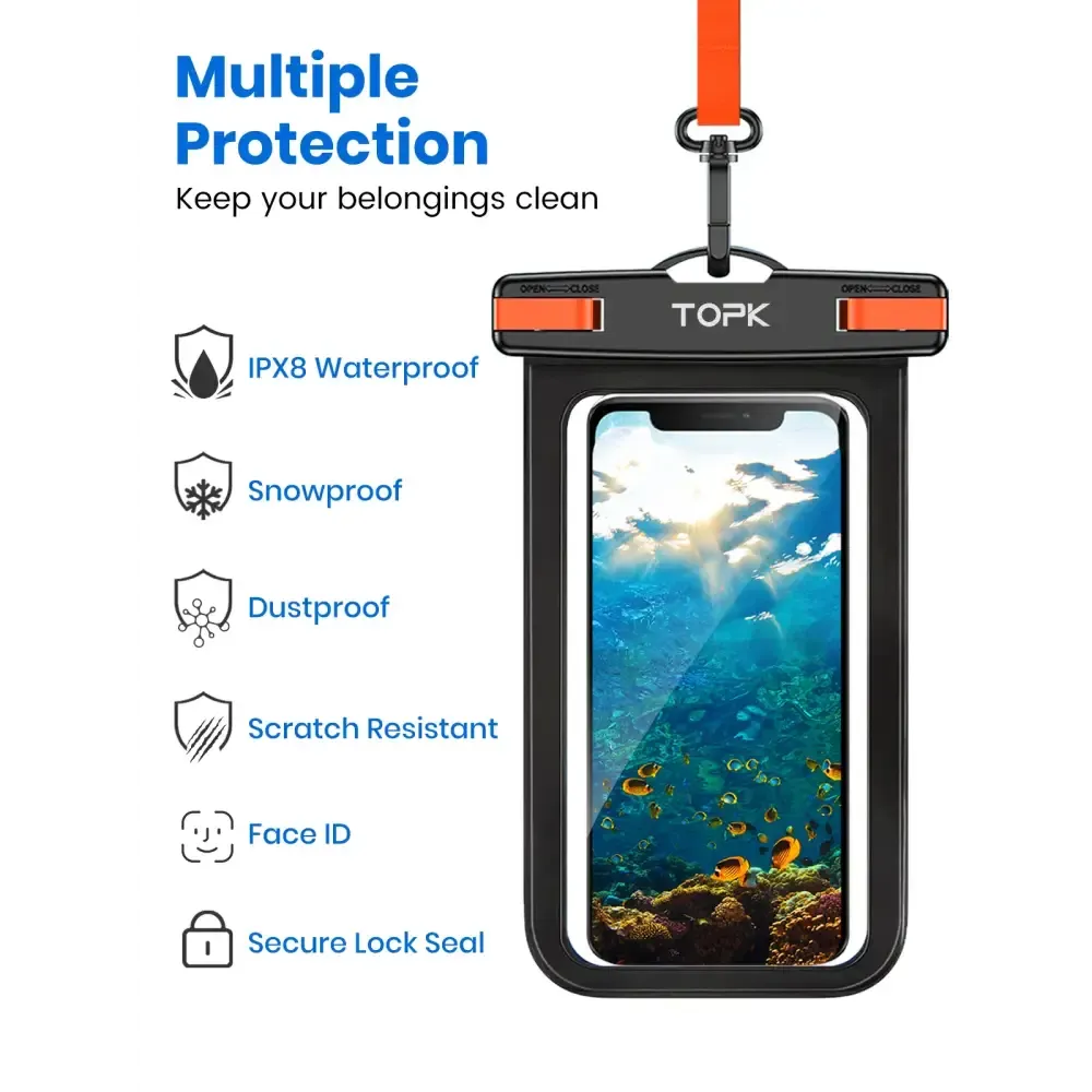 Waterproof Phone Pouch 2 Pce , Universal IPX8 Waterproof Phone Case Dry Bag with Lanyard for iPhone/Samsung Up to 7.0 inch