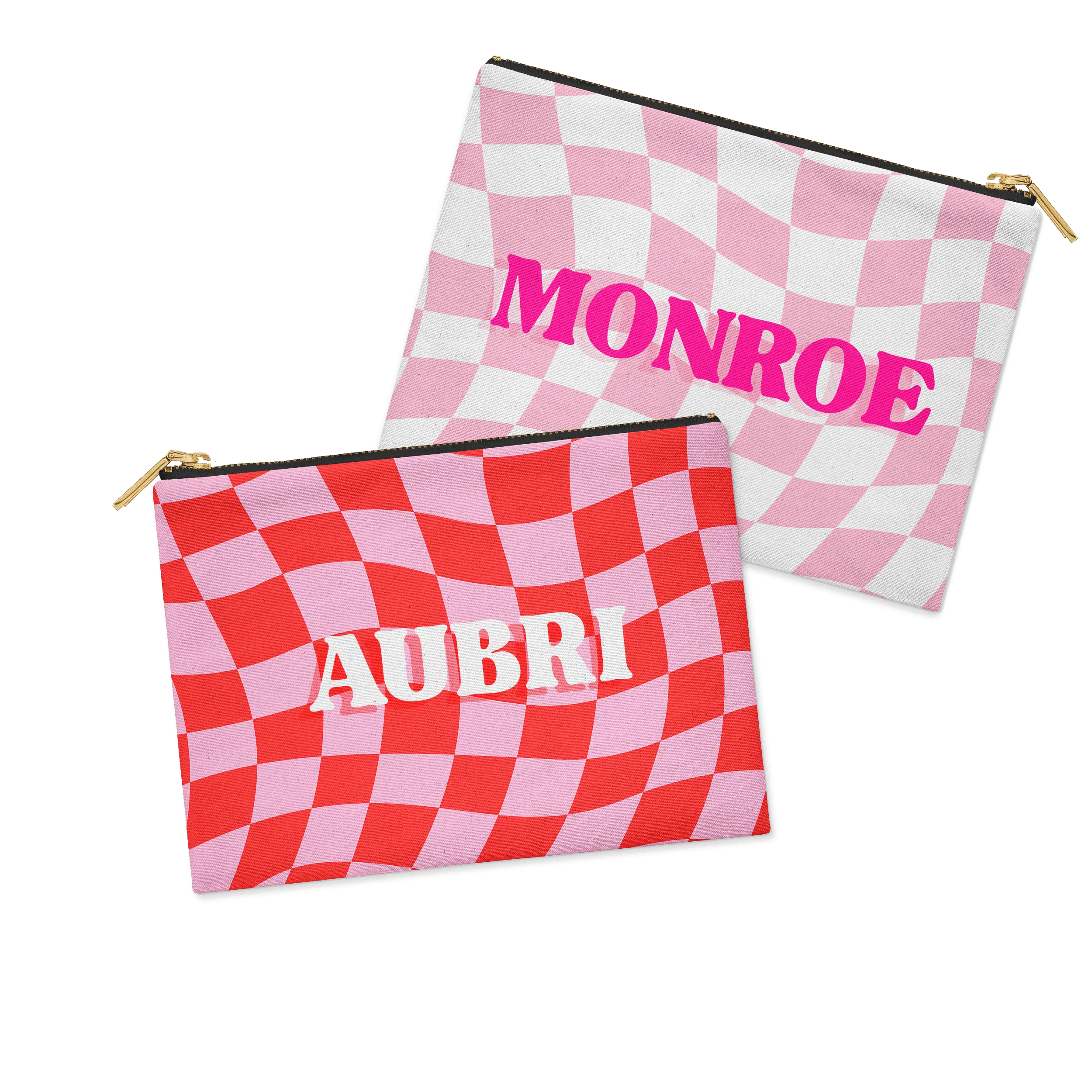 WAVY CHECKERBOARD PERSONALIZED ACCESSORY BAG FLAT