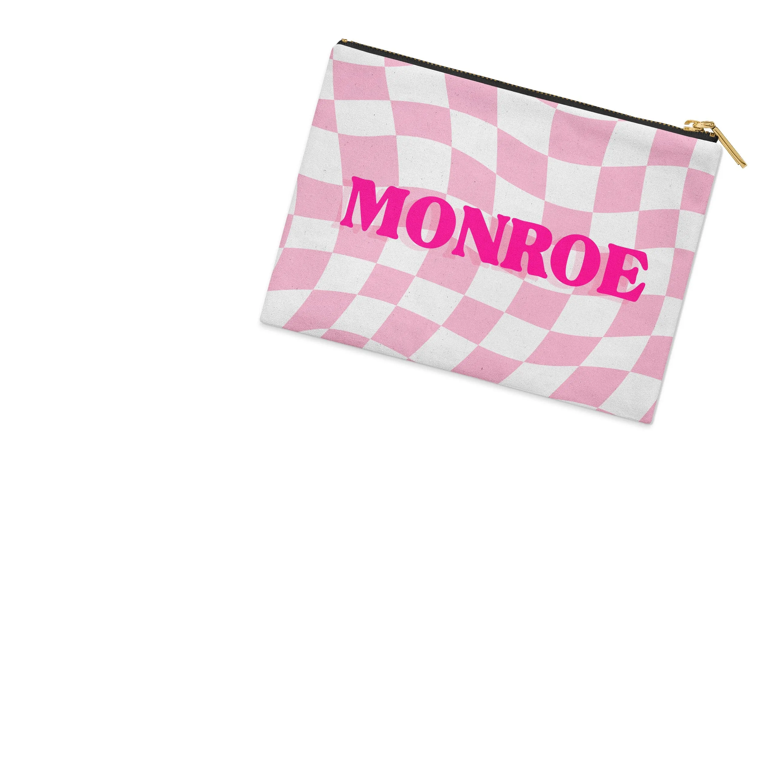 WAVY CHECKERBOARD PERSONALIZED ACCESSORY BAG FLAT